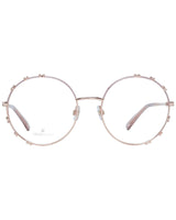 Swarovski Women's Round Pink Metal Optical Glasses - One Size - Front View