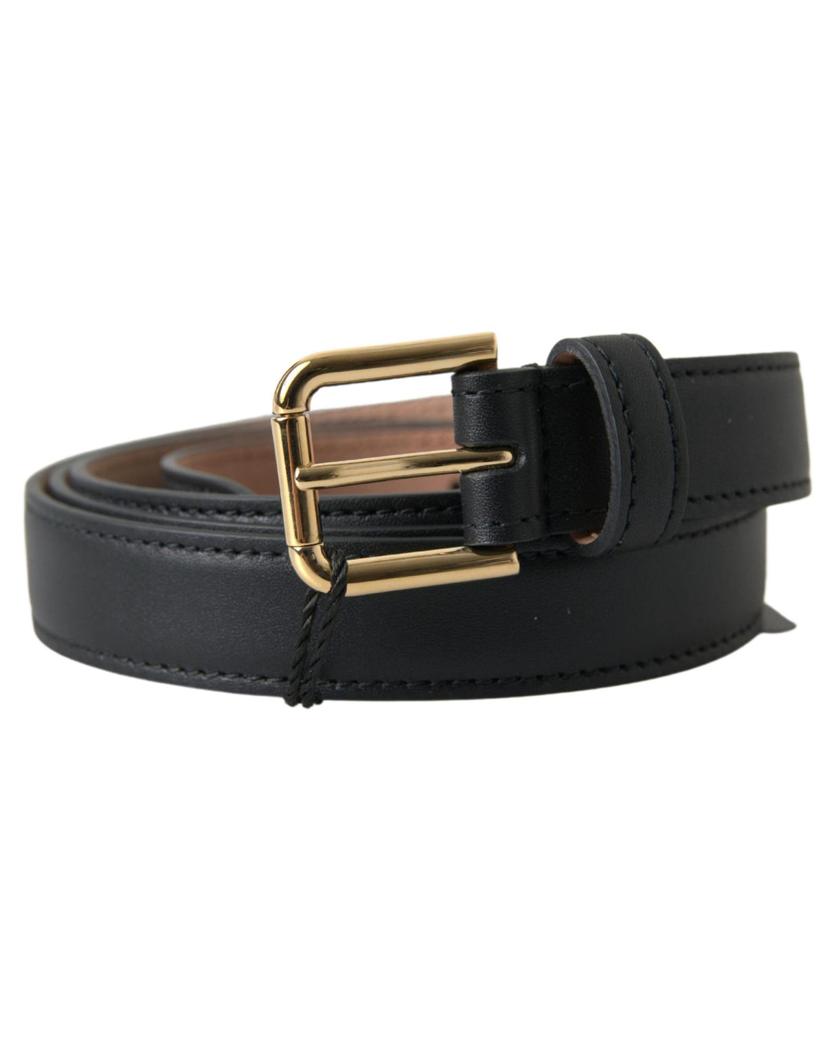 Dolce & Gabbana Men's Elegant Black Leather Belt with Gold Metal Buckle - 100 cm