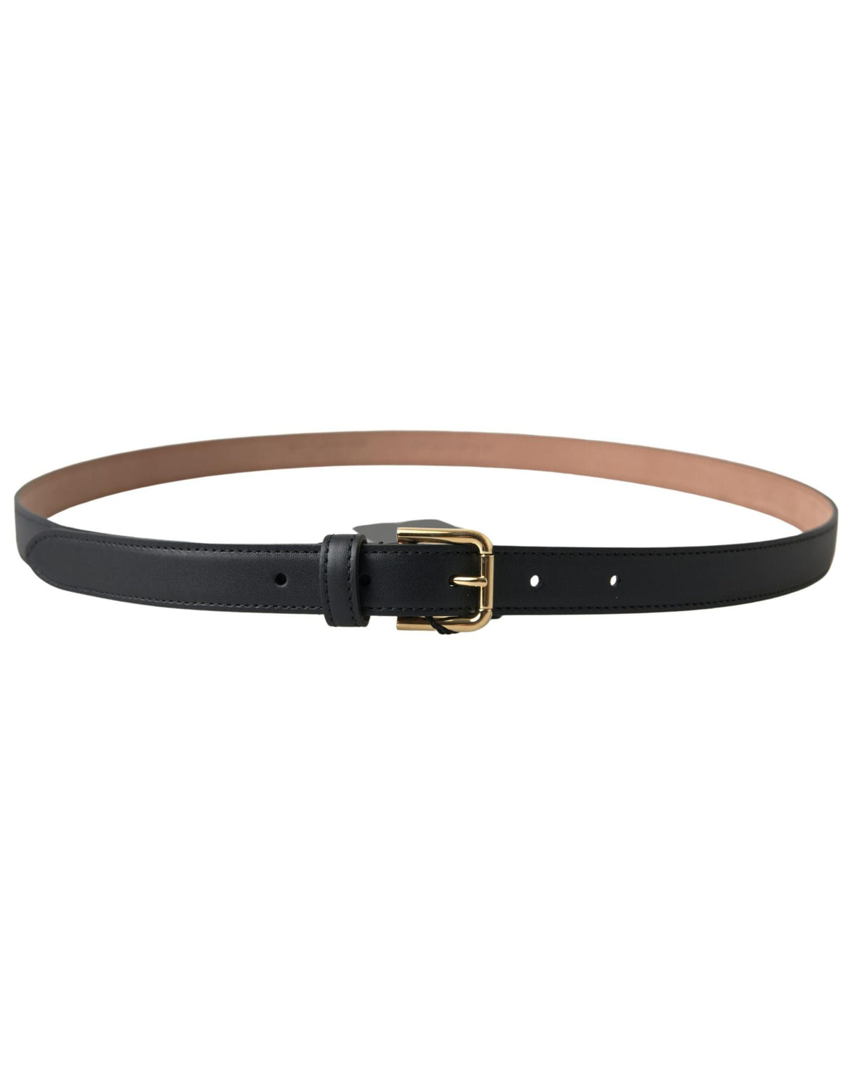 Dolce & Gabbana Men's Elegant Black Leather Belt with Gold Metal Buckle - 100 cm