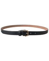 Dolce & Gabbana Men's Elegant Black Leather Belt with Gold Metal Buckle - 100 cm - Front View