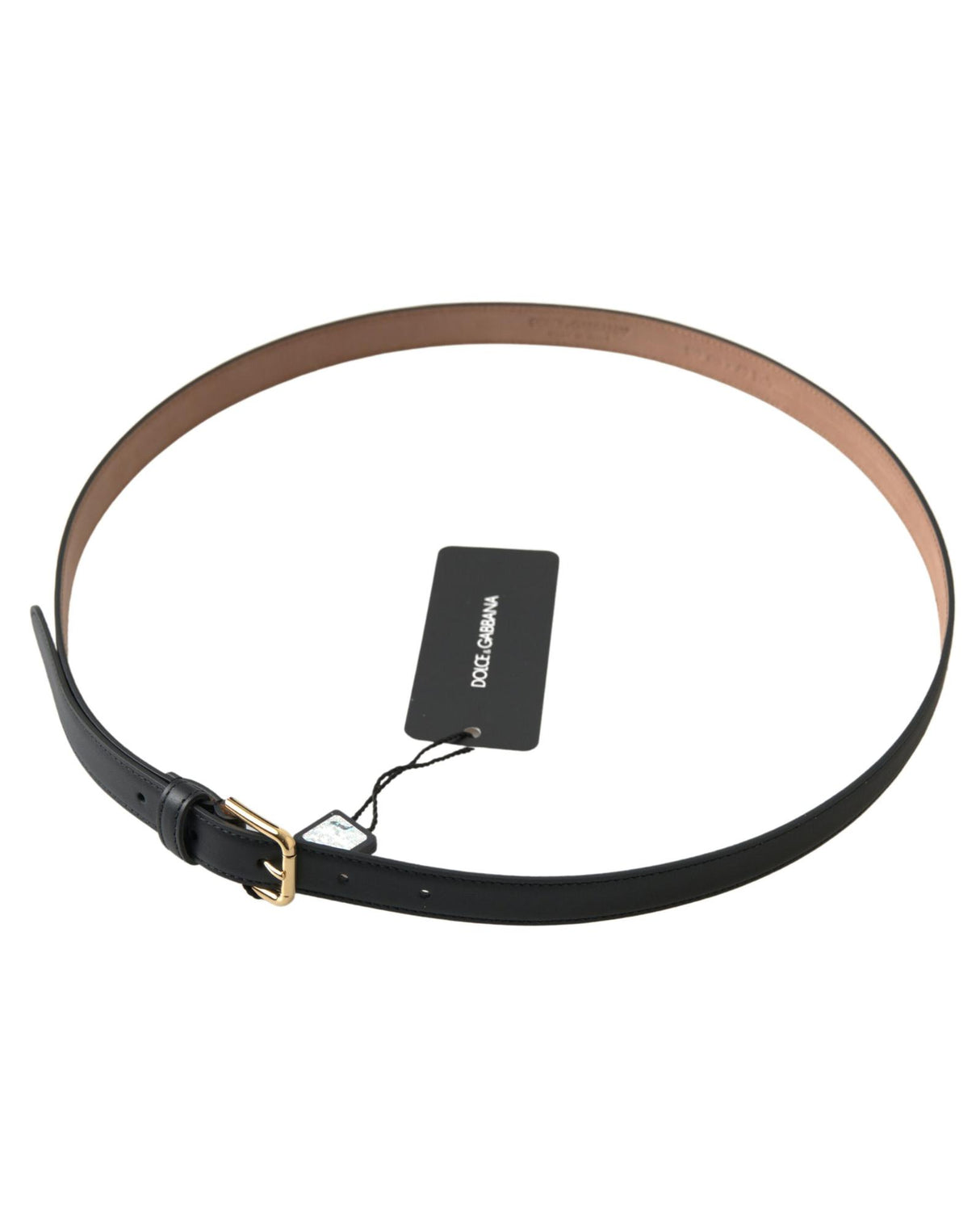 Dolce & Gabbana Men's Elegant Black Leather Belt with Gold Metal Buckle - 100 cm