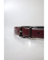 Dolce & Gabbana Men's Burgundy Leather Belt with Silver Buckle - 90 cm - Side View