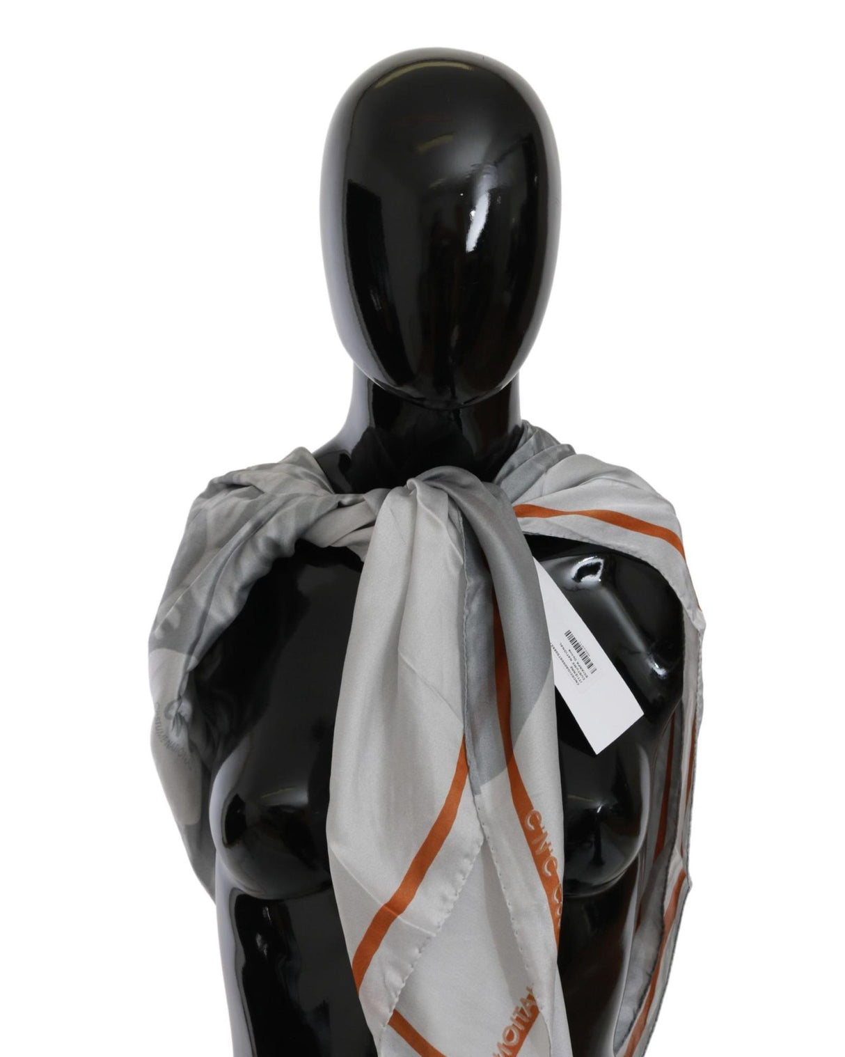 CNC Costume National Women's Gray and Orange Floral Silk Wrap Scarf - One Size