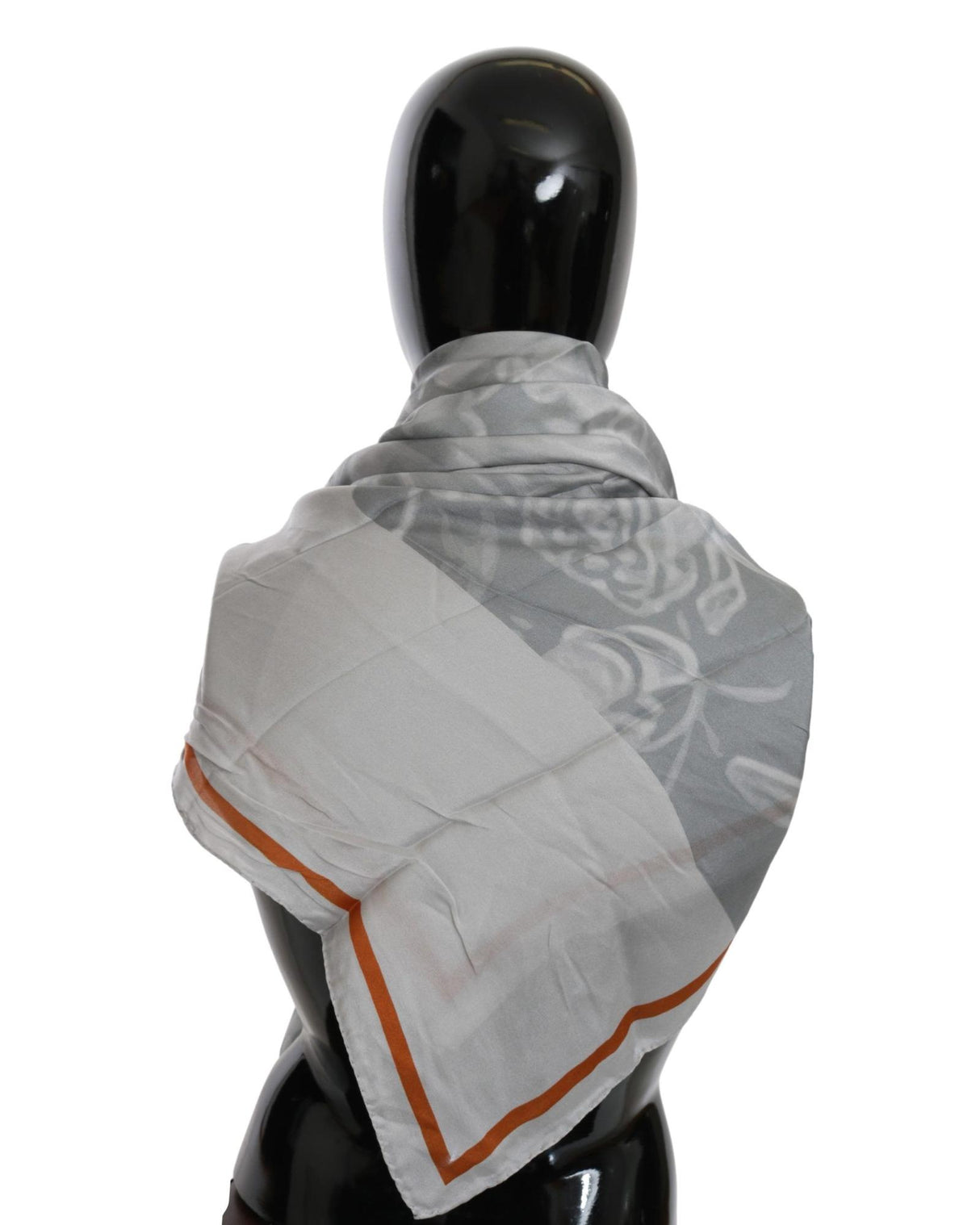 CNC Costume National Women's Gray and Orange Floral Silk Wrap Scarf - One Size