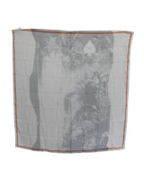 CNC Costume National Women's Gray and Orange Floral Silk Wrap Scarf - One Size - Top-Down View