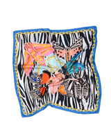 Dynamic Blue Zebra Silk Scarf - One Size - Front View