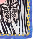 Dynamic Blue Zebra Silk Scarf - One Size - Side View