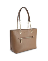Leather Front Zip Tote Bag - One Size - Front View