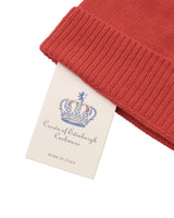 Edinburgh Crown Luxury Women's Cashmere Beanie Hat in Red - One Size - Front View