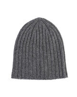 Luxury Women's Dark Gray Ribbed Cashmere Beanie - One Size