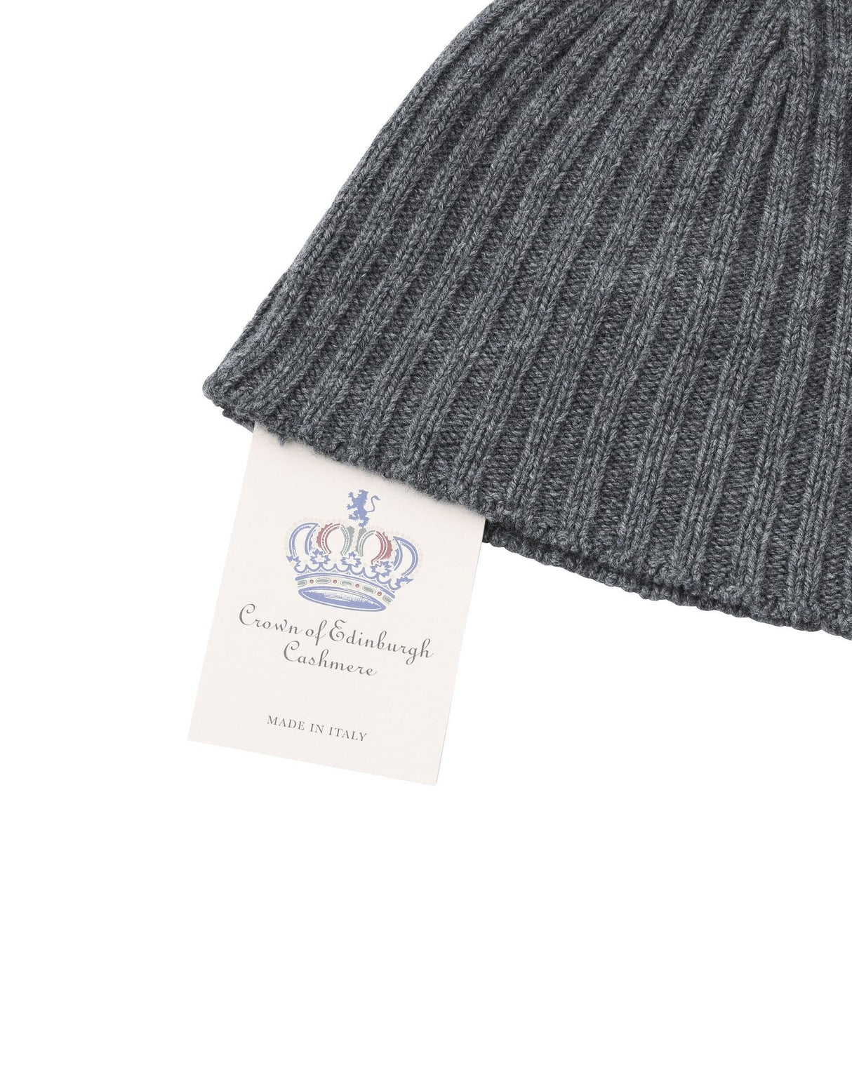 Luxury Women's Dark Gray Ribbed Cashmere Beanie - One Size