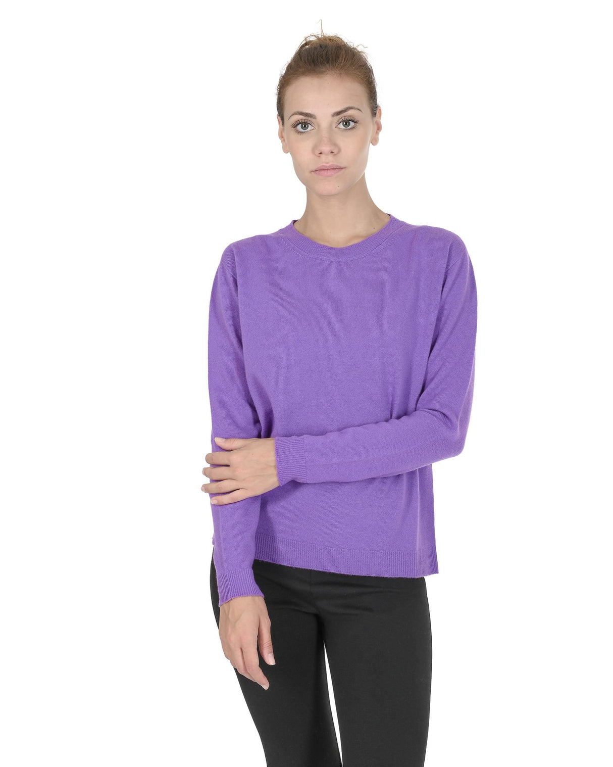 Edinburgh Cashmere Women's Luxurious Italian Merino-Cashmere Sweater in Lavender - Size 40 EU