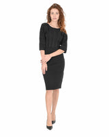 Hugo Boss Women's Elegant Black Knit Dress with Metallic Accents - Size M