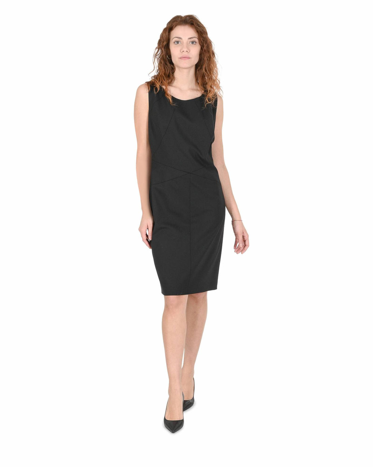 Hugo Boss Women's Elegant Black Knit Dress with Metallic Accents - Size M