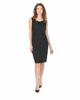 Hugo Boss Women's Elegant Black Knit Dress with Metallic Accents - Size M - Front View