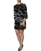 Dolce & Gabbana Women's Black White Zebra A-line Sheath Mini Dress - 42 IT - Side View