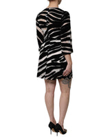 Dolce & Gabbana Women's Black White Zebra A-line Sheath Mini Dress - 42 IT - 45-Degree Angle
