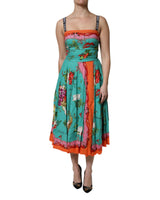 Dolce & Gabbana Women's Multicolor Printed Silk Sleeveless Midi Dress - 42 IT - Front View