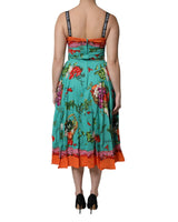 Dolce & Gabbana Women's Multicolor Printed Silk Sleeveless Midi Dress - 46 IT - Top-Down View