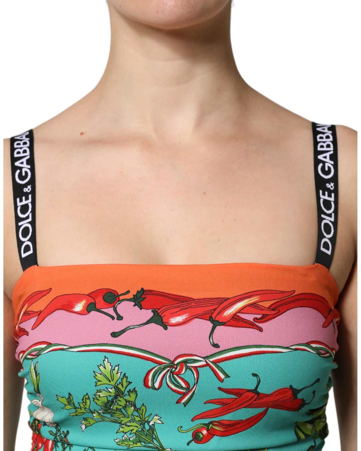Dolce & Gabbana Women's Multicolor Printed Silk Sleeveless Midi Dress - 46 IT