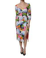 Dolce & Gabbana Women's Multicolor Floral Side Slit Midi Dress - 36 IT - Front View