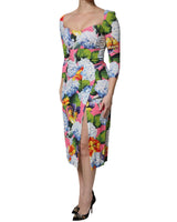 Dolce & Gabbana Women's Multicolor Floral Side Slit Midi Dress - 36 IT - Side View