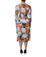 Dolce & Gabbana Women's Multicolor Floral Side Slit Midi Dress - 36 IT - Top-Down View