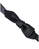 Dolce & Gabbana Men's Navy Silk Satin Adjustable Neck Papillon Bow Tie - One Size - Front View