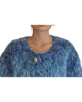 Dolce & Gabbana Women's Multicolor Polyester Fringes Coat Jacket - 42 IT - Top-Down View