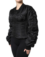 Dolce & Gabbana Women's Black Nylon Full Zip Bustier Corset Jacket - 38 IT - Side View
