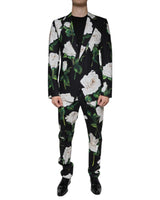 Dolce & Gabbana Men's Black Rose Cotton  Formal 2 Piece Suit - 50 IT - Front View