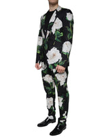 Dolce & Gabbana Men's Black Rose Cotton  Formal 2 Piece Suit - 50 IT - Side View