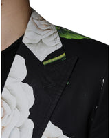 Dolce & Gabbana Men's Black Rose Cotton  Formal 2 Piece Suit - 50 IT - Rear View