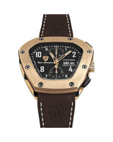 Lamborghini Men's Black Leather Watch - One Size - Front View
