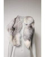 Dolce & Gabbana Women's White Fox Fur Neck Wrap Warmer Winter Scarf - One Size - 45-Degree Angle