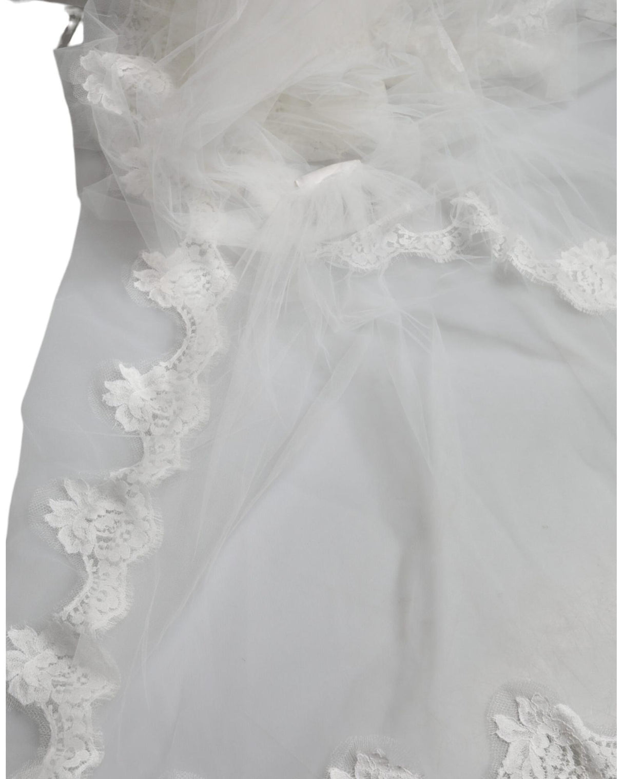 Dolce & Gabbana Women's White Floral Lace Nylon Floor Length Wedding Veil - One Size