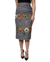 Dolce & Gabbana Women's Multicolor Floral Print High Waist Pencil Cut Skirt - 40 IT - Front View