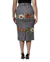 Dolce & Gabbana Women's Multicolor Floral Print High Waist Pencil Cut Skirt - 40 IT - Top-Down View