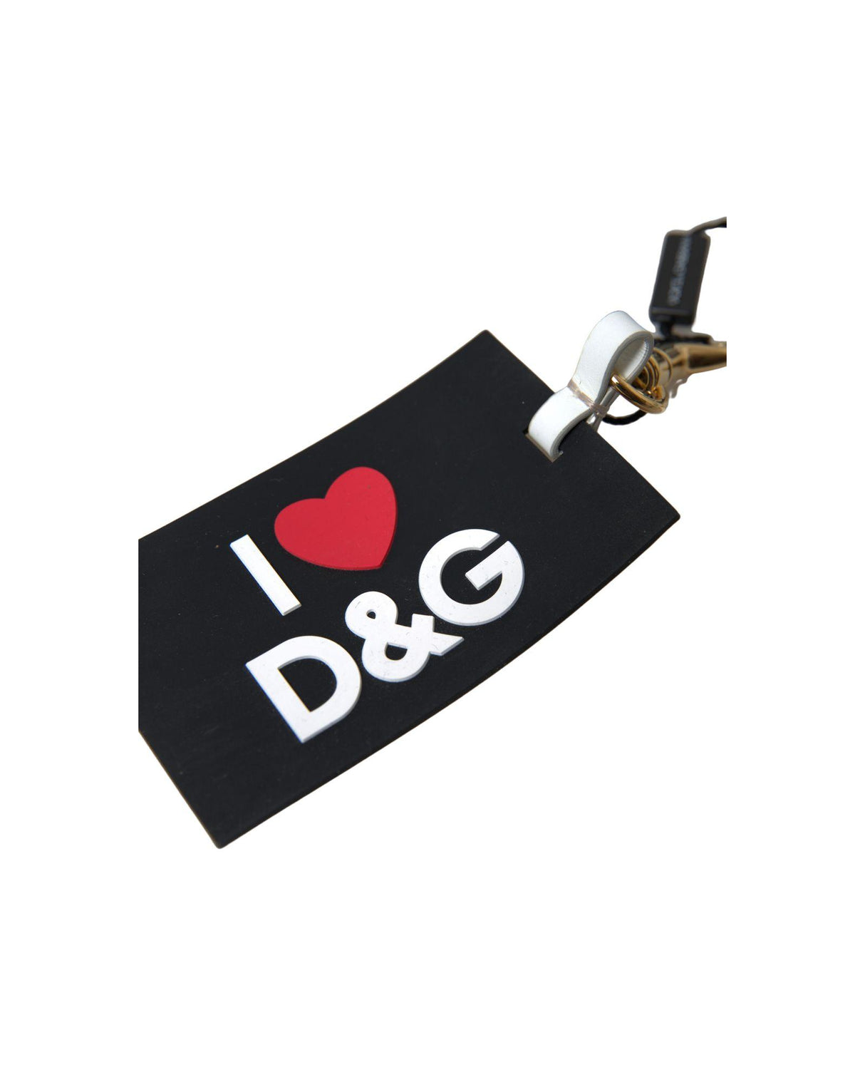 Dolce & Gabbana Women's Luxury Black Silicone Keychain with Gold Brass DG Logo - One Size
