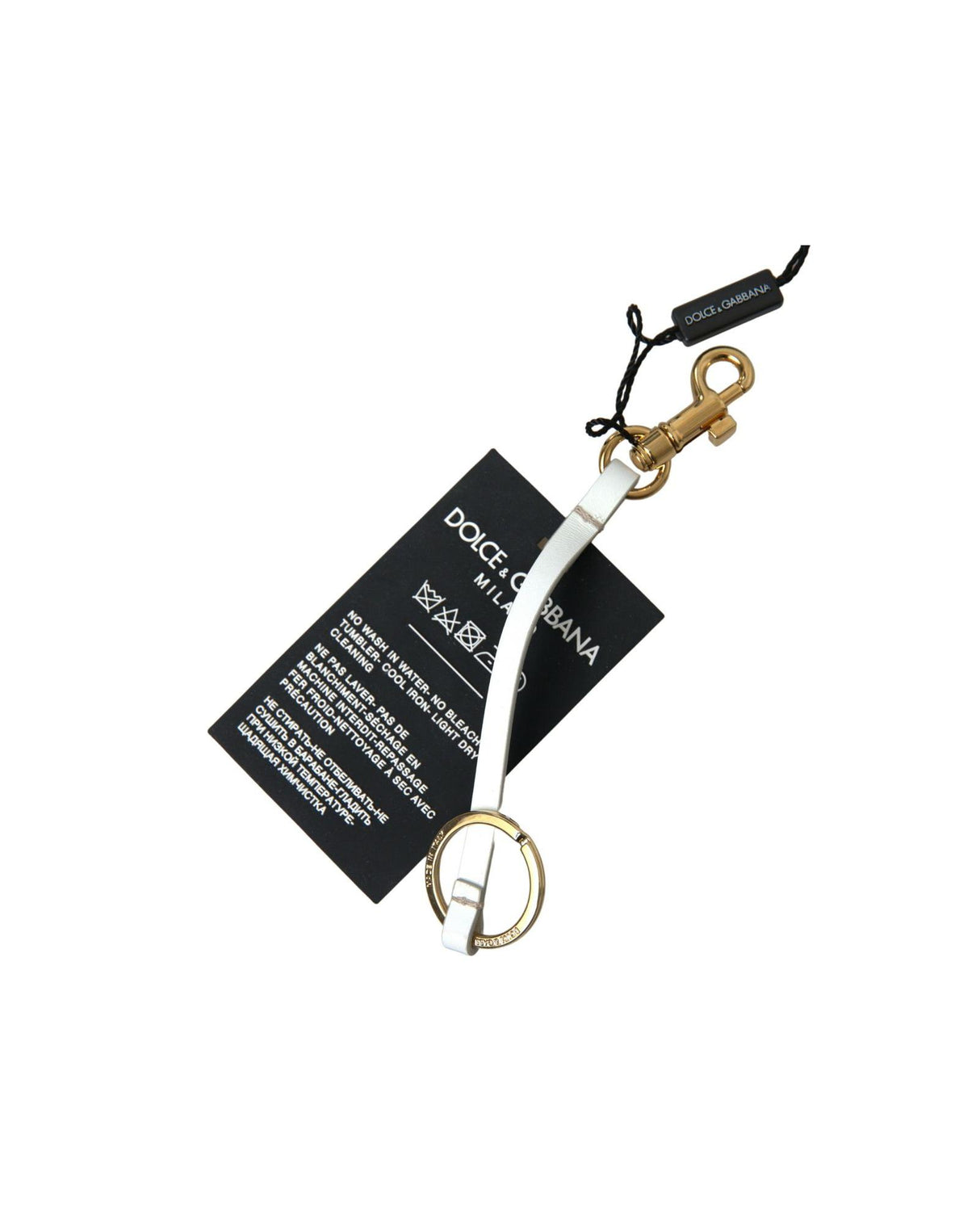 Dolce & Gabbana Women's Luxury Black Silicone Keychain with Gold Brass DG Logo - One Size