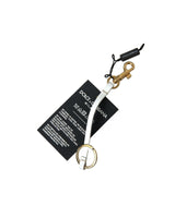 Dolce & Gabbana Women's Luxury Black Silicone Keychain with Gold Brass DG Logo - One Size - Front View