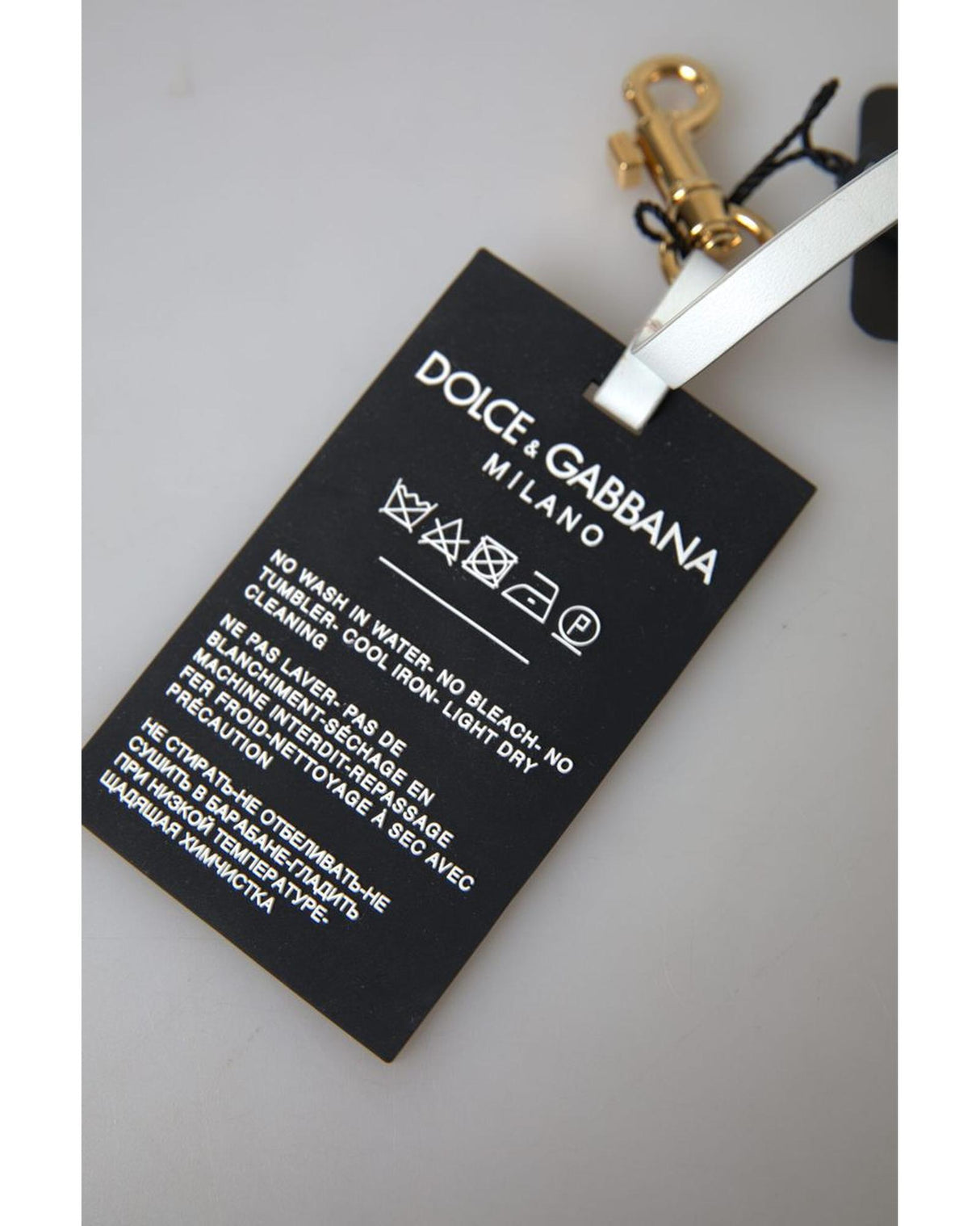 Dolce & Gabbana Women's Luxury Black Silicone Keychain with Gold Brass DG Logo - One Size