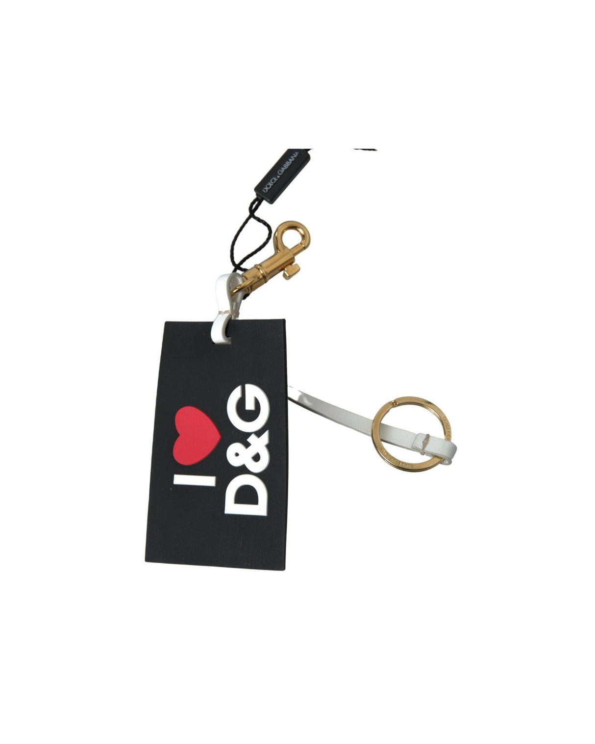 Dolce & Gabbana Women's Luxury Black Silicone Keychain with Gold Brass DG Logo - One Size