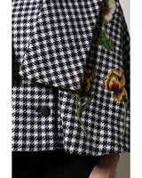 Dolce & Gabbana Women's Black White Monochrome Patterned Floral Cape Jacket - 42 IT - Rear View