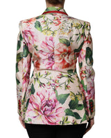 Dolce & Gabbana Women's Multicolor Floral Double Breasted Jacket - 40 IT - Top-Down View