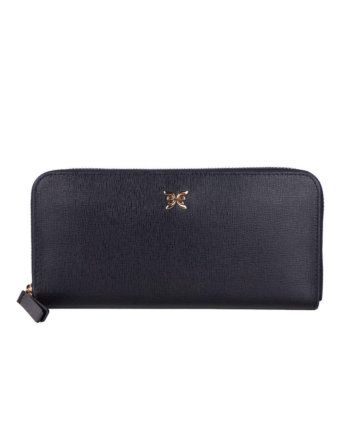 Ungaro Women's Elegant Black Leather Zip Wallet - One Size