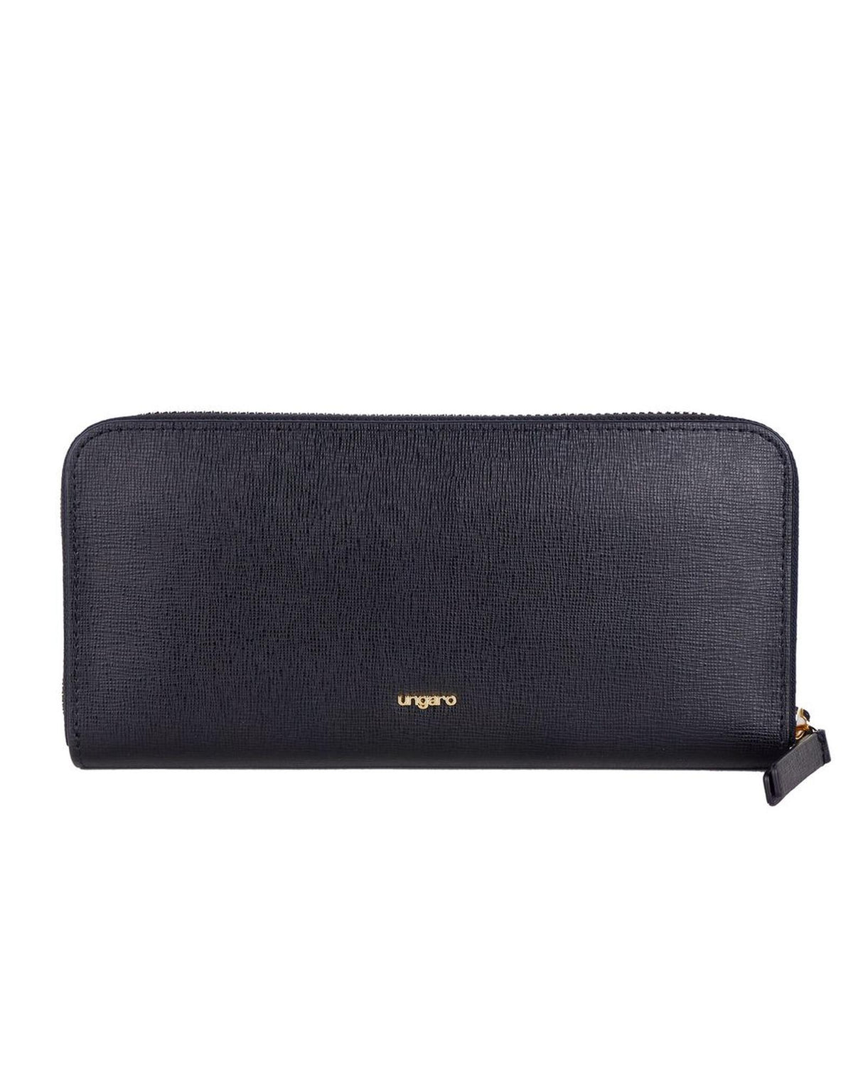 Ungaro Women's Elegant Black Leather Zip Wallet - One Size
