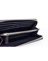 Ungaro Women's Elegant Black Leather Zip Wallet - One Size - Side View