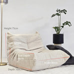 Vacuum-Packed, Comfy Mid Century Togo Lounge Sofa Modern Backrest White Corduroy Armless Retro Decorative Cozy Seat for Indoor