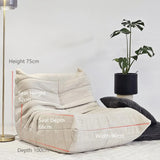 Vacuum-Packed, Comfy Mid Century Togo Lounge Sofa Modern Backrest White Corduroy Armless Retro Decorative Cozy Seat for Indoor - Front View